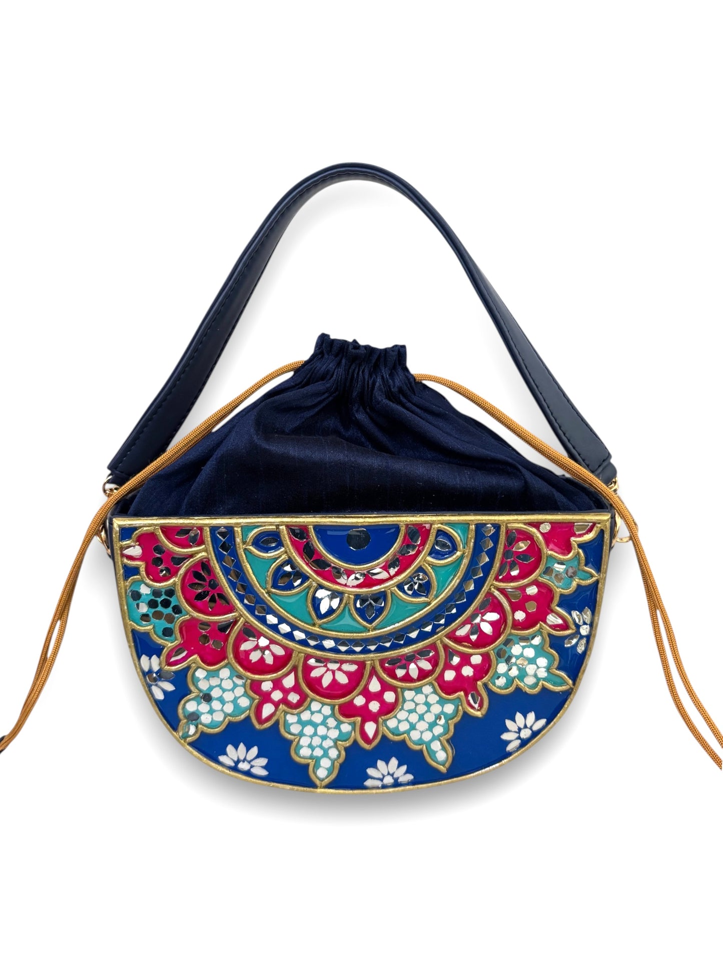 Midnight Mehfil Semi Circle Lippan Art Potli Sling