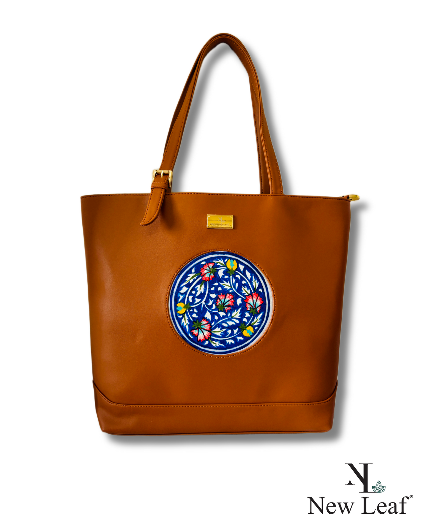 Earthy charm Hand Painted Blue Pottery Tote Bag