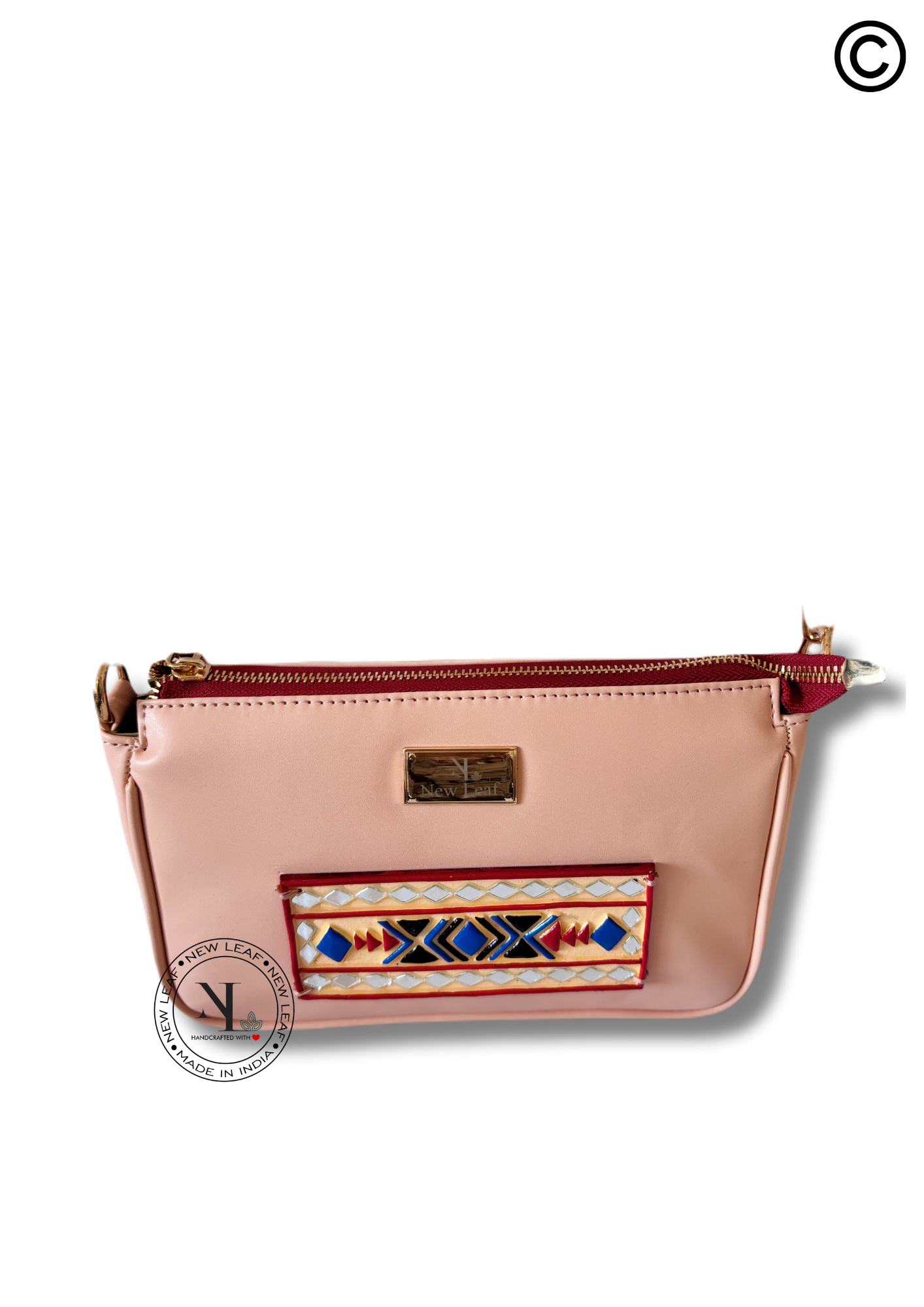 Peach Glaze Lippan Art Handcrafted Baguette Bag/Sling