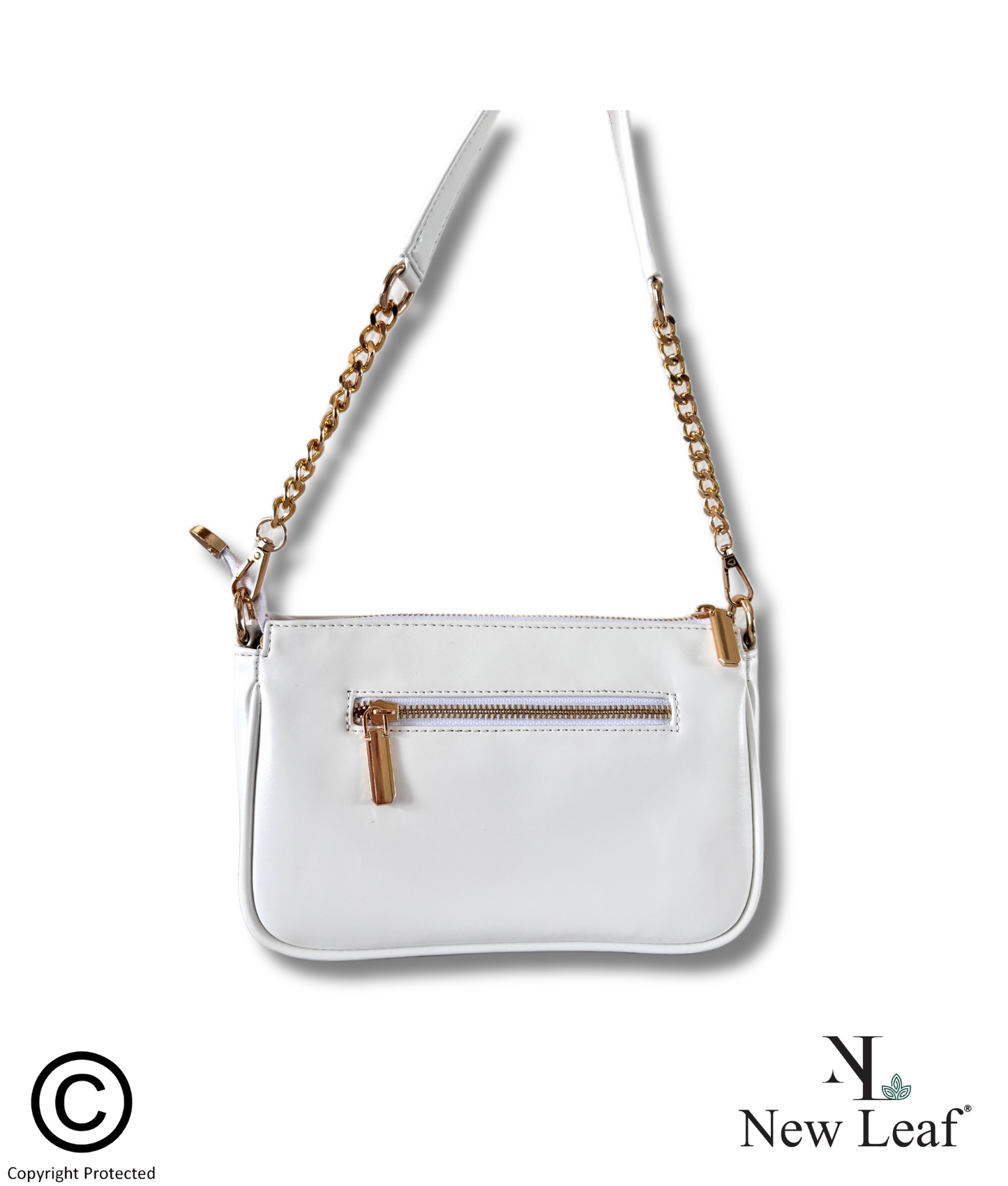 White Charm Lippan Art Handcrafted Baguette Bag/Sling