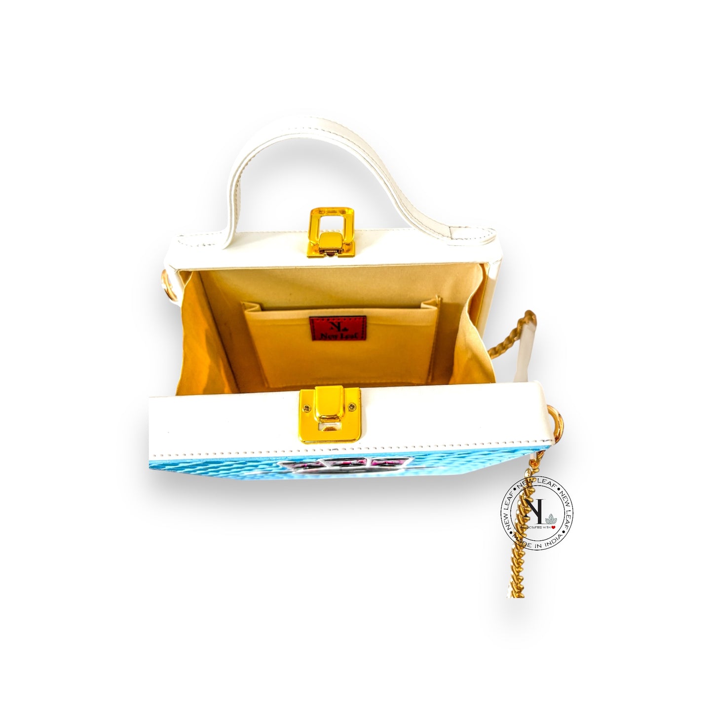 Hamsa Square Lippan Art Handcrafted Box Bag