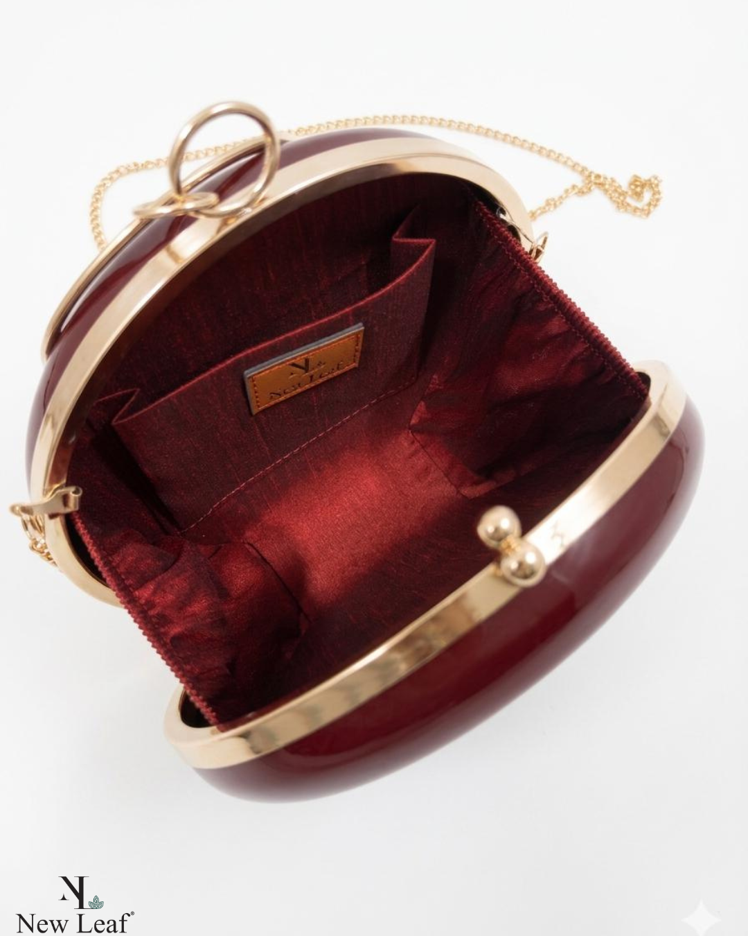 New Leaf Maroon Circle Clutch Sling – Plain Handcrafted Bag