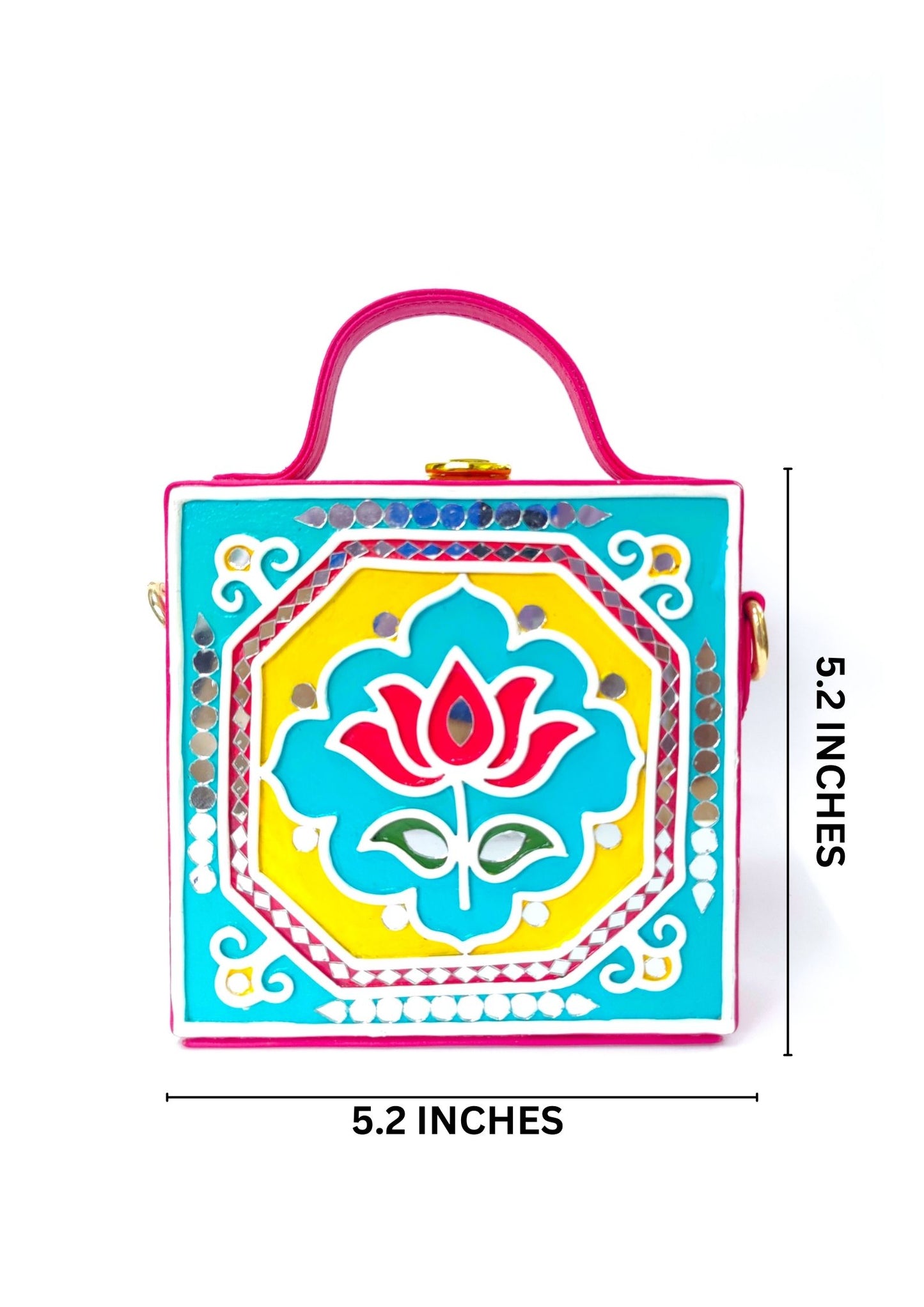 Mini Lotus Lippan Art Handcrafted Square Box Bag