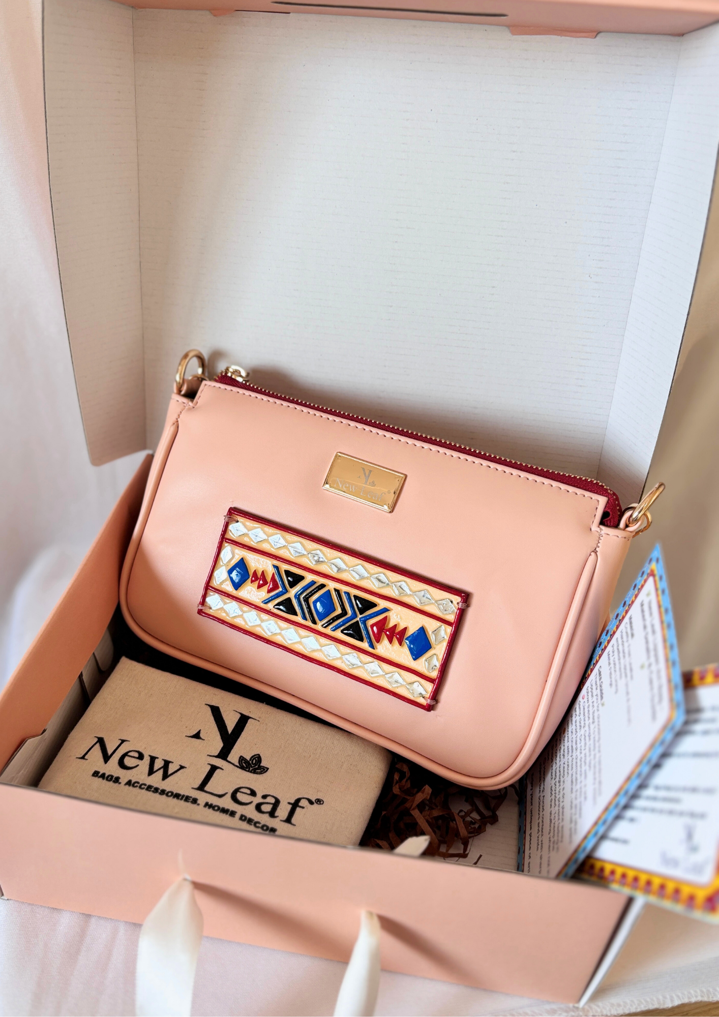 Peach Glaze Lippan Art Handcrafted Baguette Bag/Sling