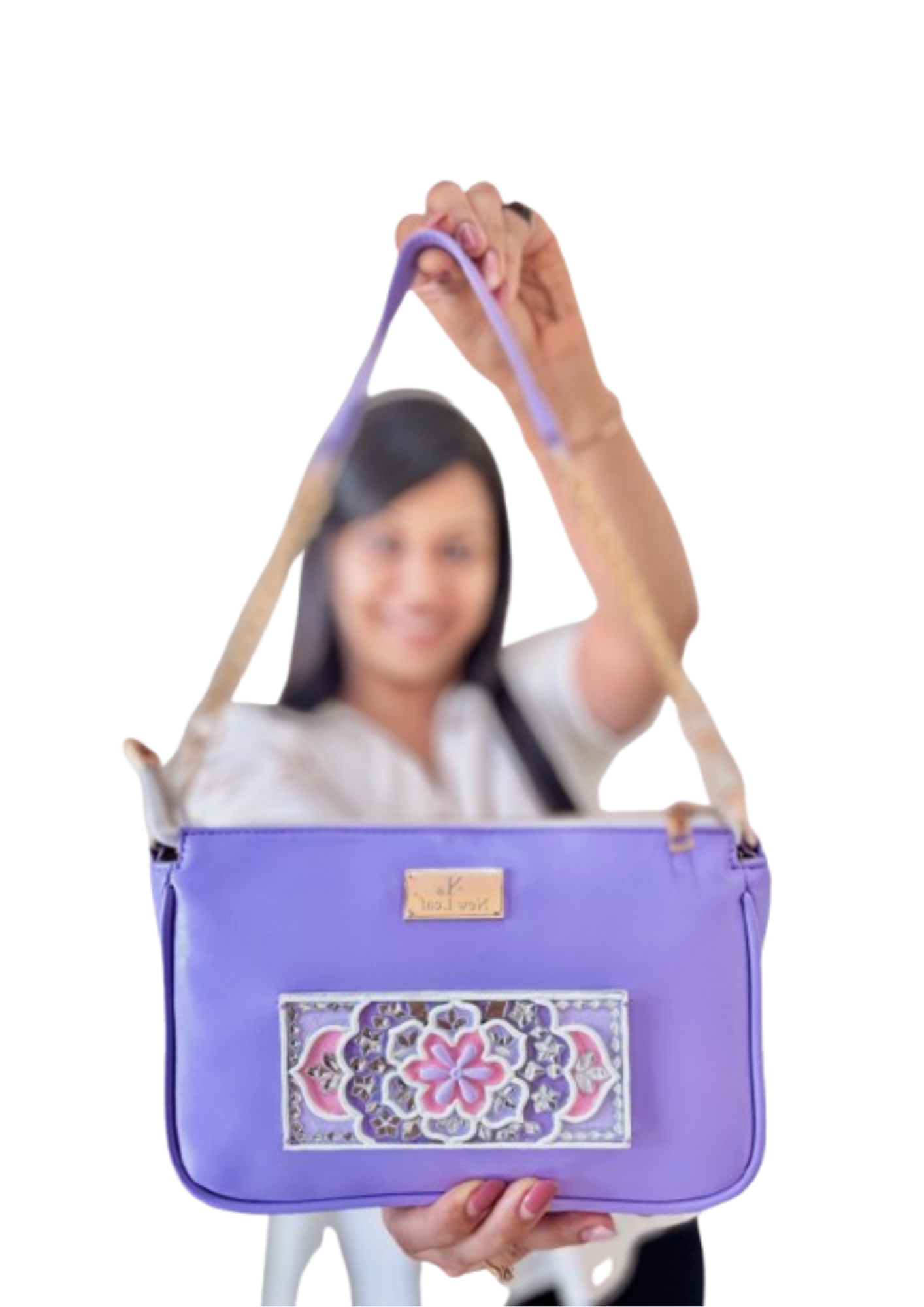 Lilac Mist Lippan Art Handcrafted Baguette Bag/Sling