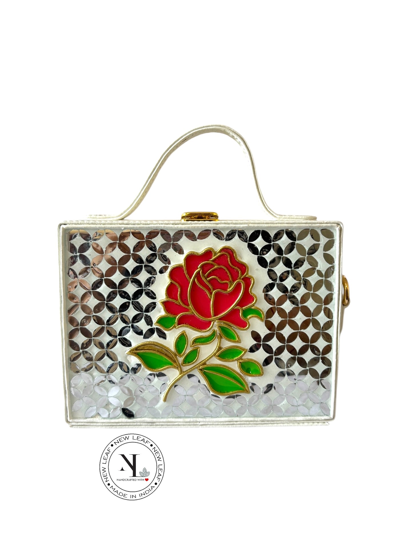 Rose Rectangle Lippan Art Box Sling Bag