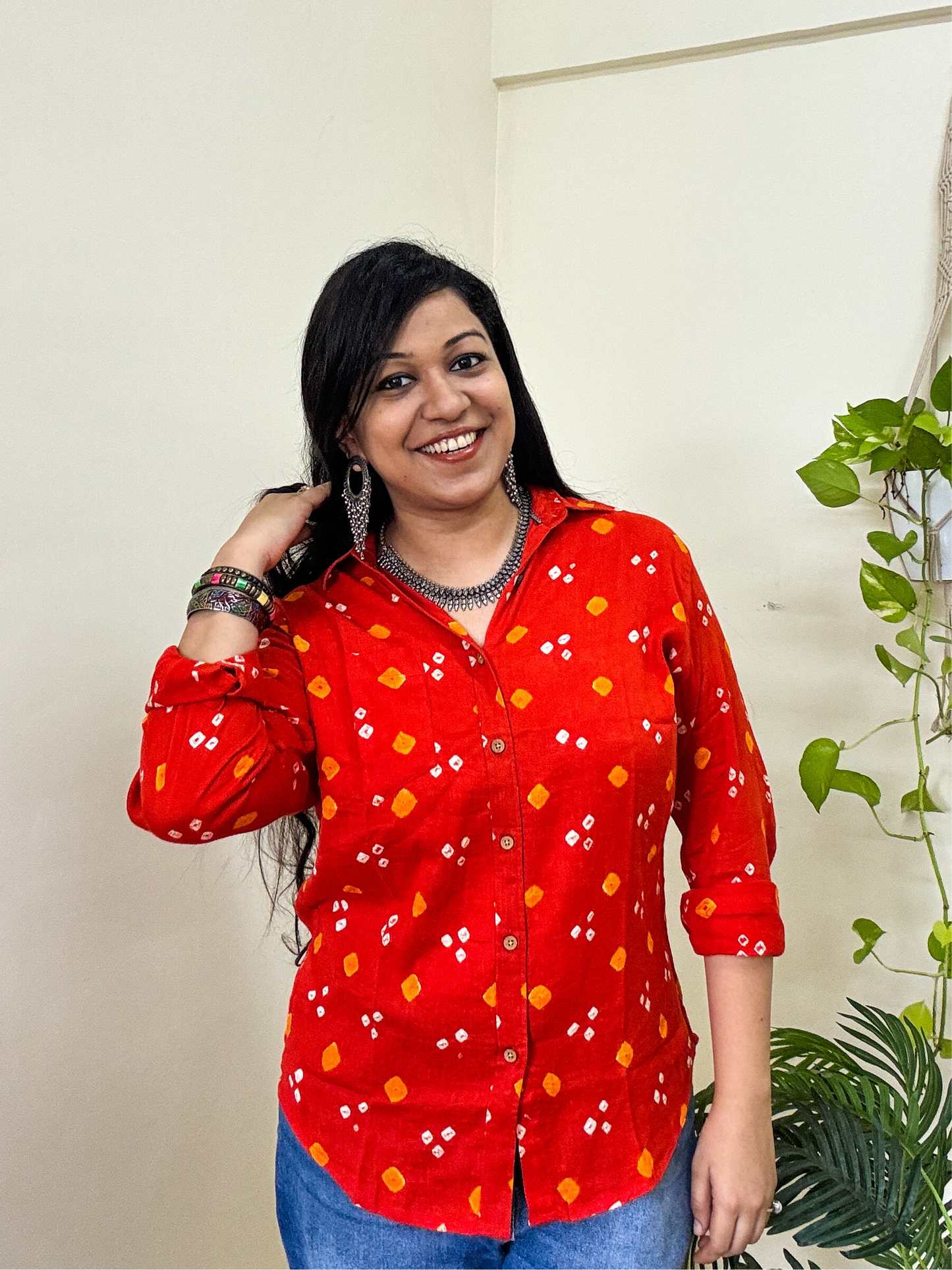 Kesariya Handcrafted Pure Bandhani Unisex Shirt