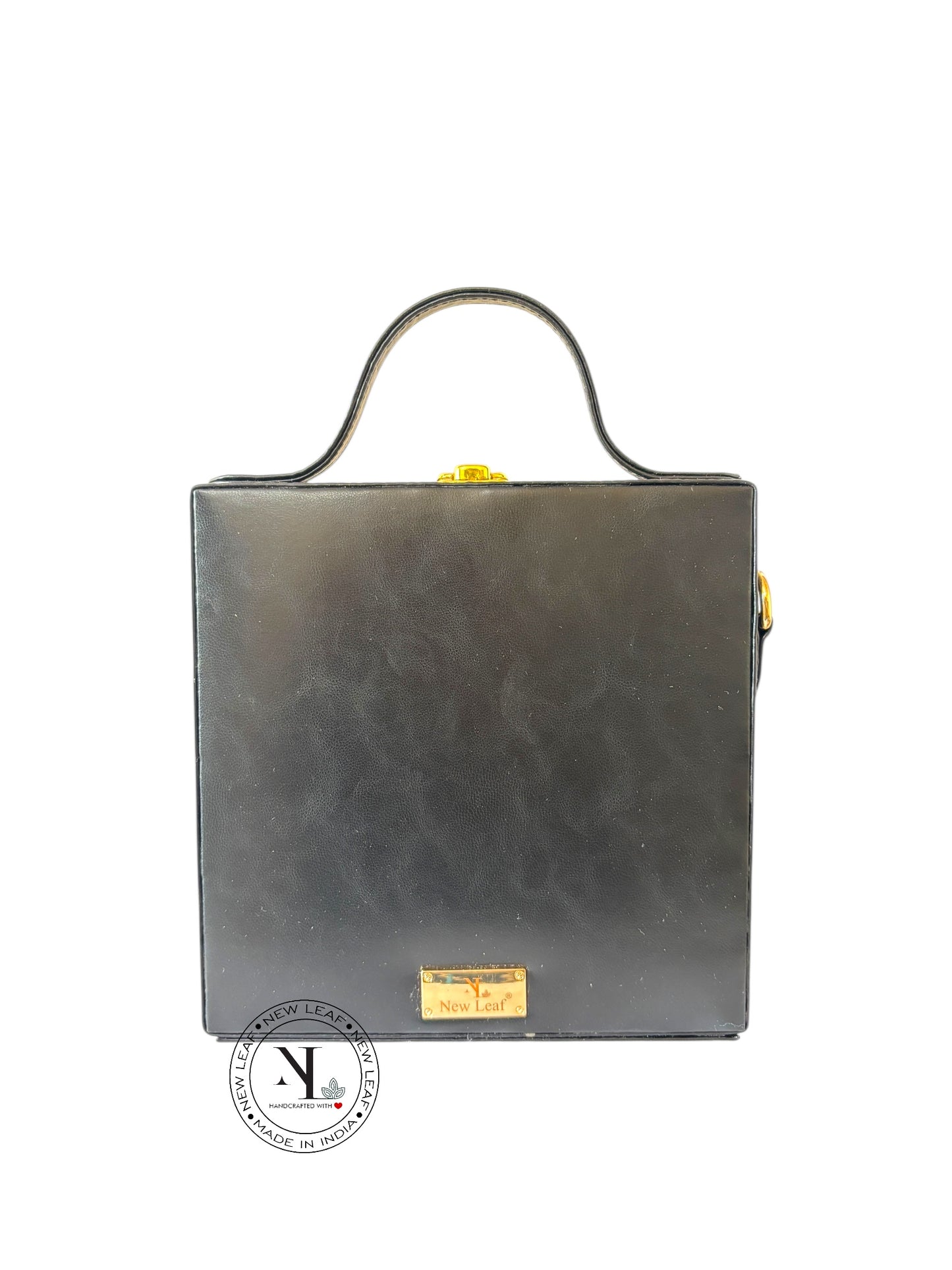 Geometric Black Gold  Lippan Art Handcrafted Box Bag