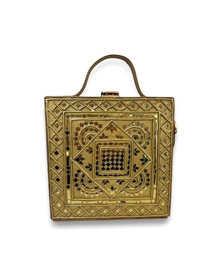 Maharani Square Lippan Art Handcrafted Box Bag