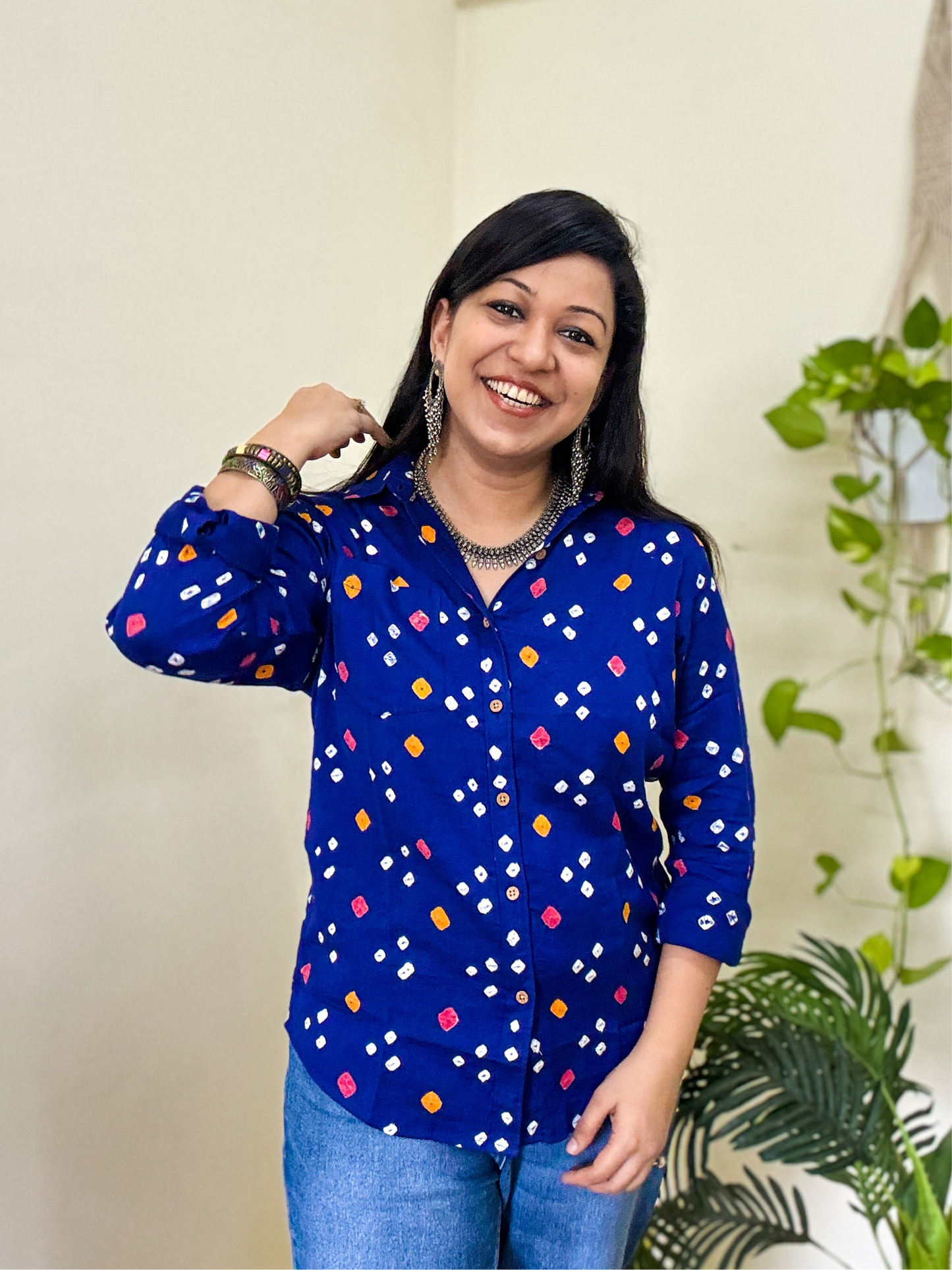 Ambar Neela  Handcrafted Pure Bandhani Unisex Shirt