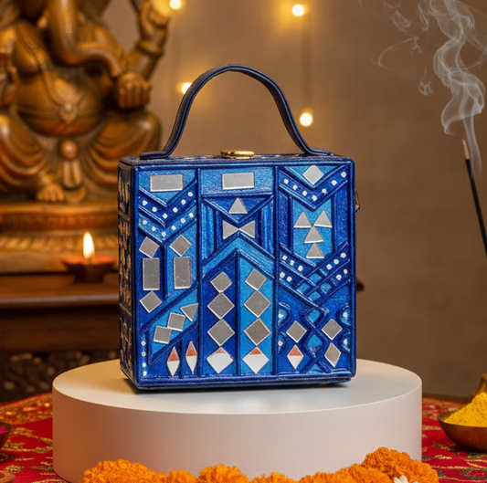 Azure Charm Mini Lippan Art Box Bag