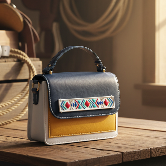 Lippan Classic Mustard Mini  Colour Block Handcrafted Hand Bag/Sling