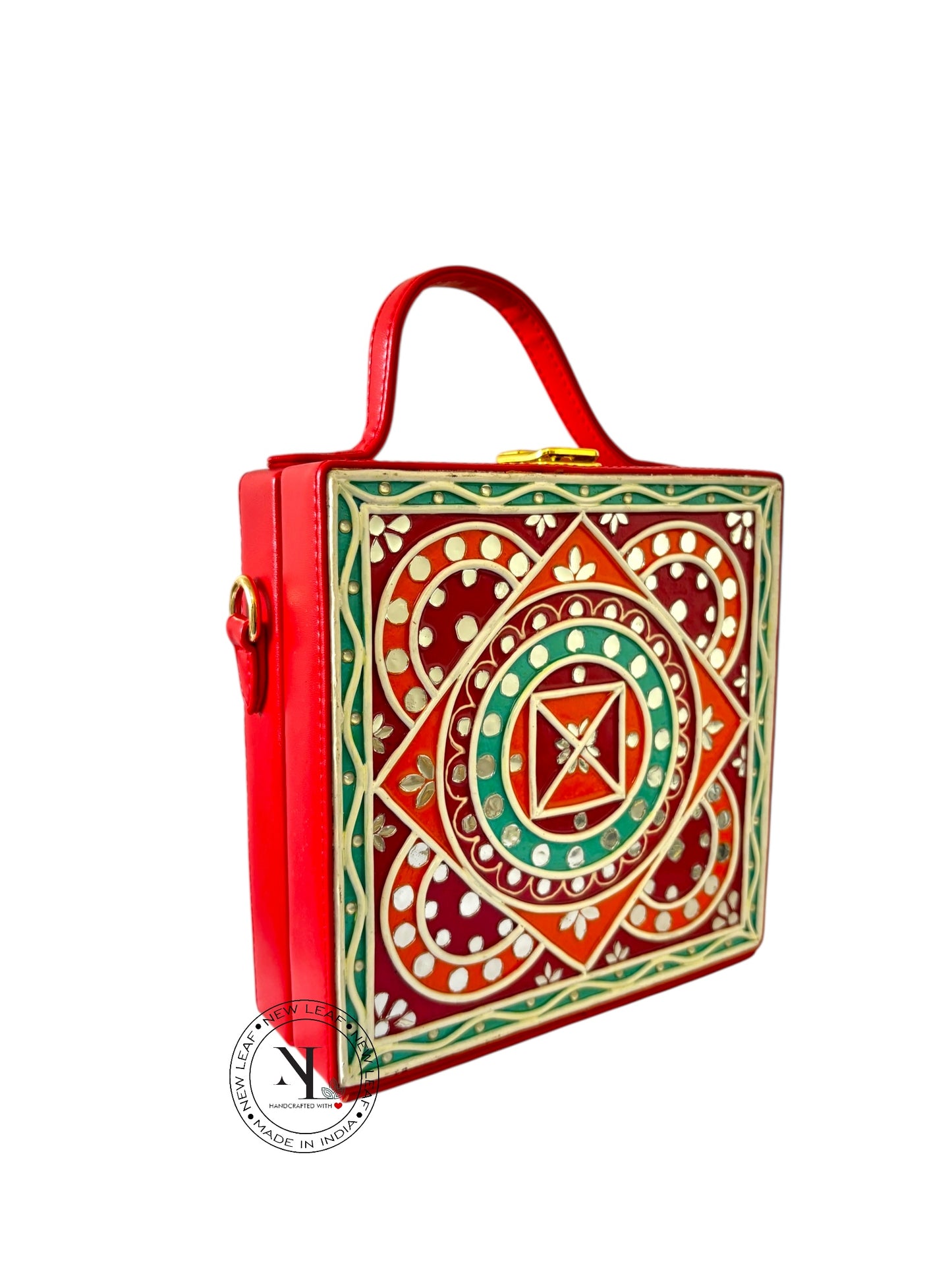 Colourful Geometric Lippan Art Handcrafted Box Bag