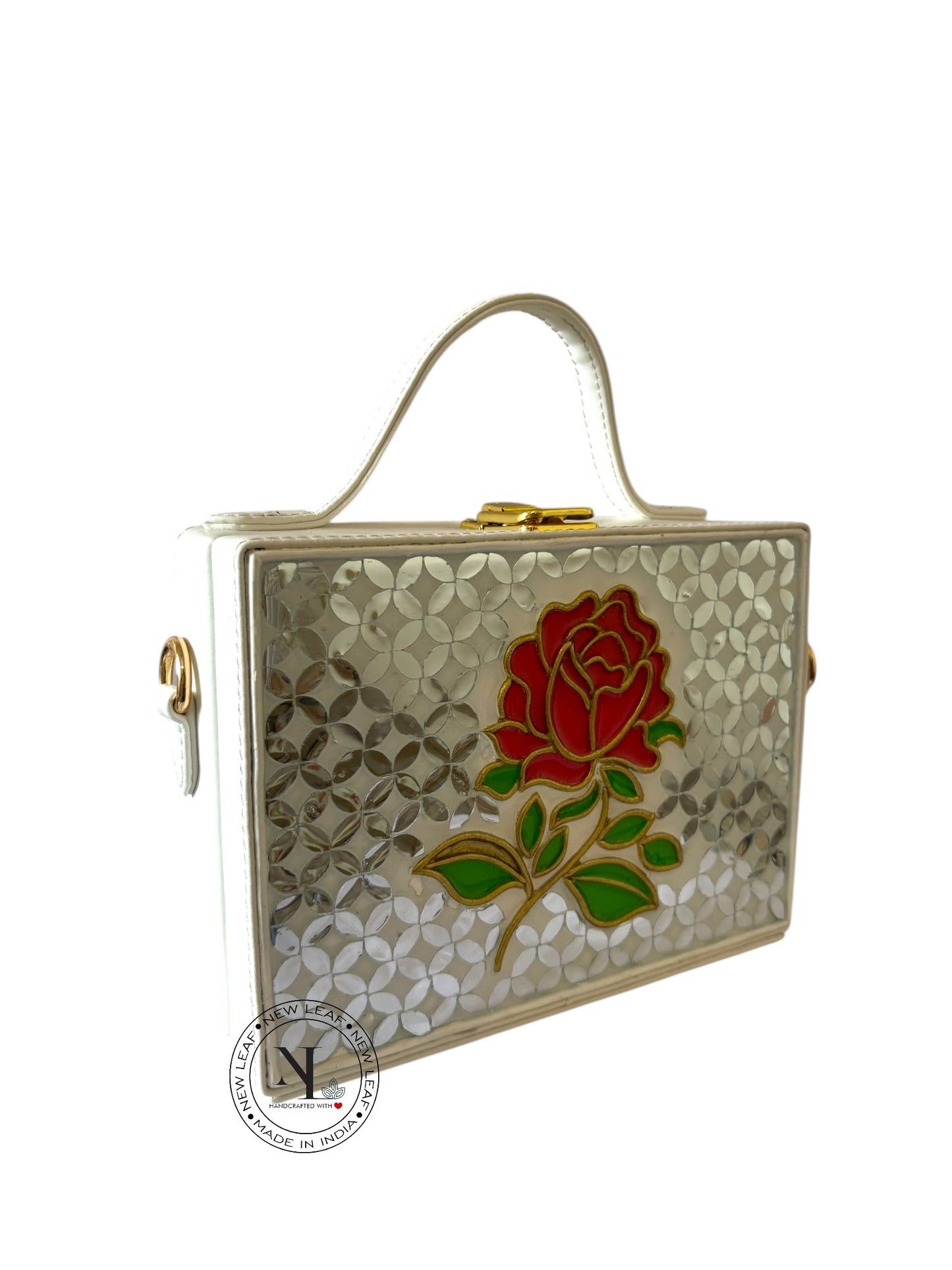 Rose Rectangle Lippan Art Box Sling Bag