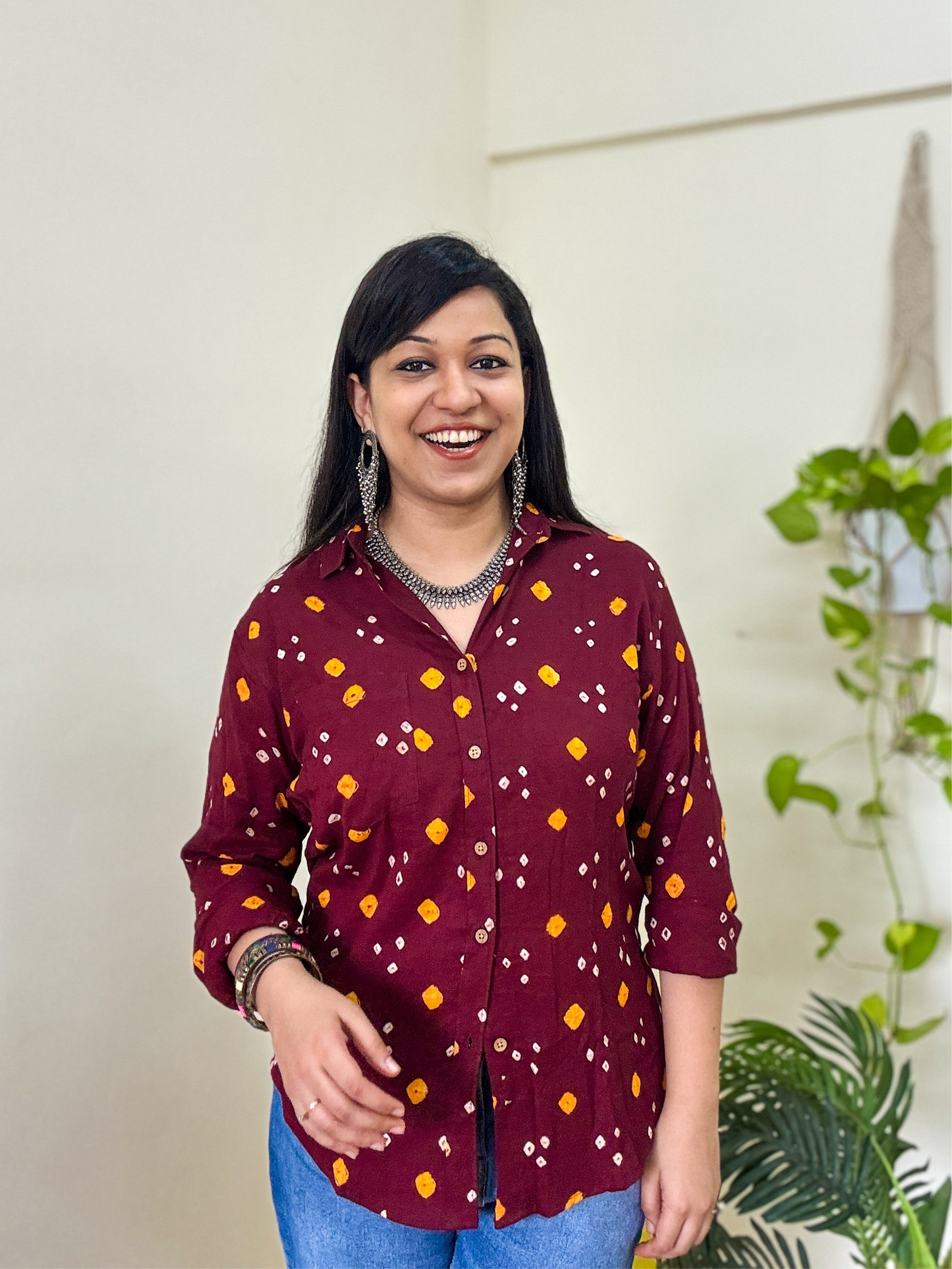 Mitti Rang Handcrafted Pure Bandhani Unisex Shirt