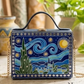 Starry Night Handcrafted Lippan Art Rectangle Box Sling Bag