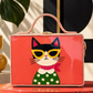 Retro Cat Handcrafted Lippan Art Rectangle Box Sling Bag