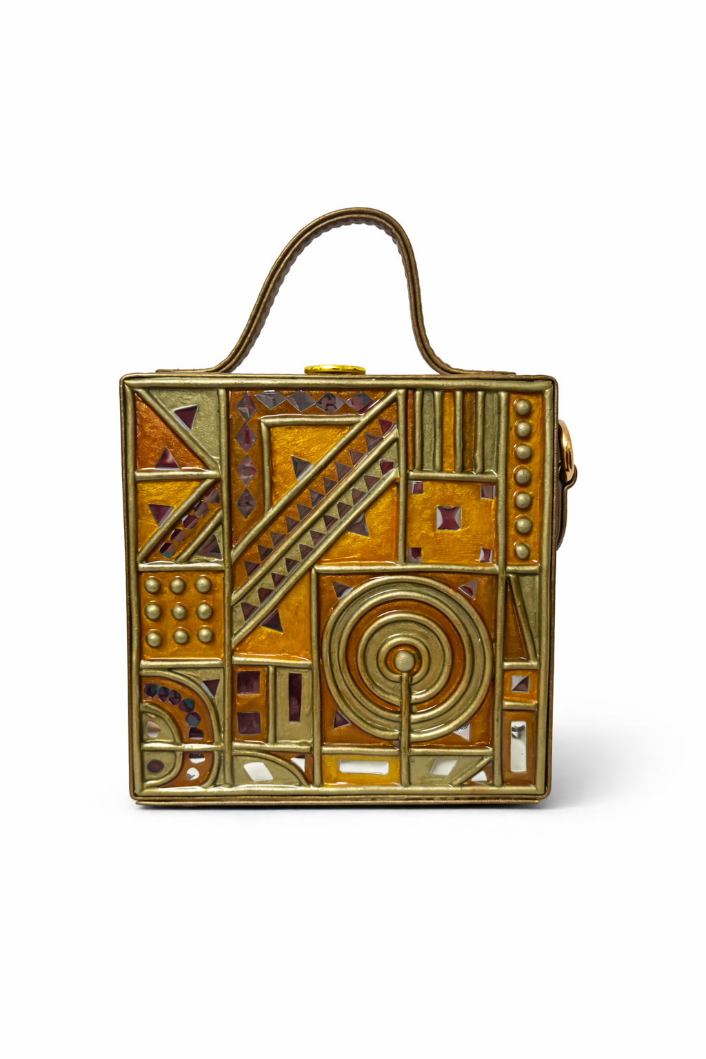 Mini Party Lippan Art Handcrafted Square Box Bag