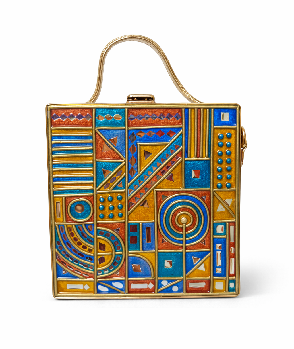 Royal  Charm Square Lippan Art Handcrafted Box Bag