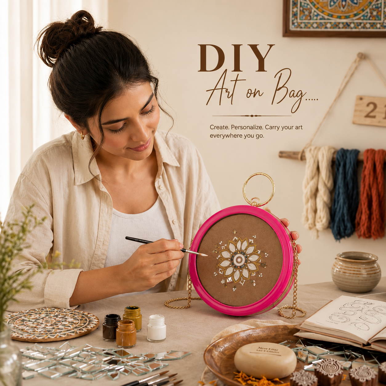 New Leaf Light Pink Circle Clutch Sling – Plain Handcrafted Bag