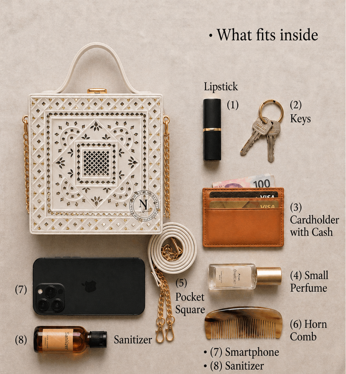 White Lippan Art Handcrafted Box Bag