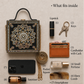 Mandala Black Gold  Lippan Art Handcrafted Box Bag