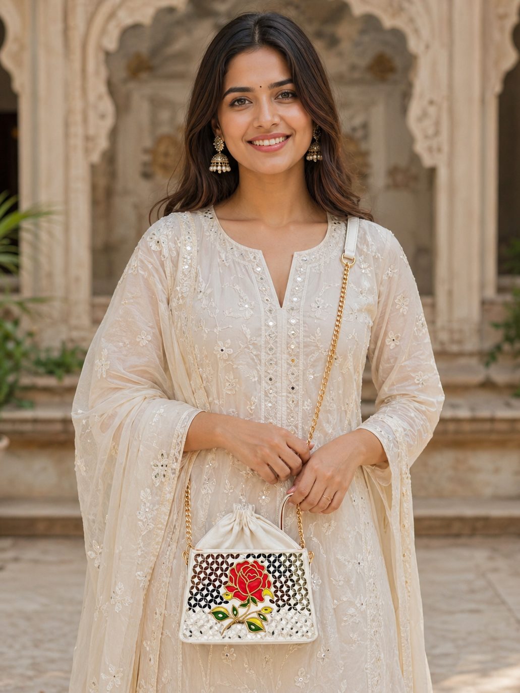 Rosé Grace – Trapezium Potli with Sling