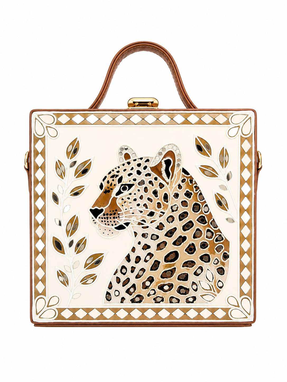 Leopard Square Lippan Art Box Bag