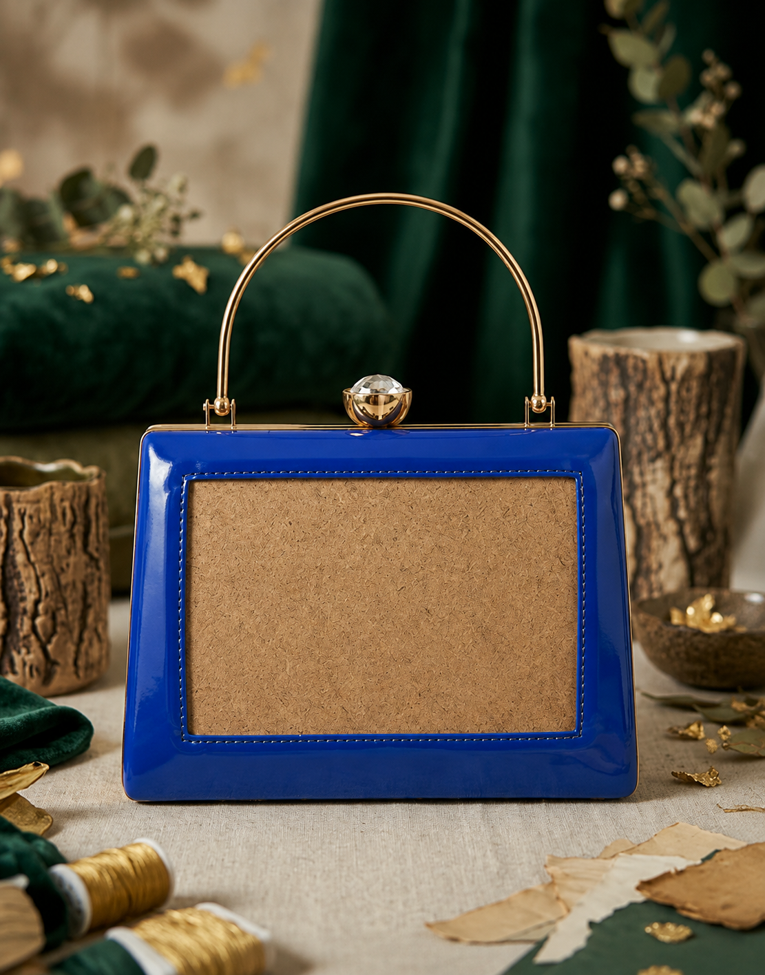Blue Trapezium Clutch Sling – Plain Handcrafted Bag
