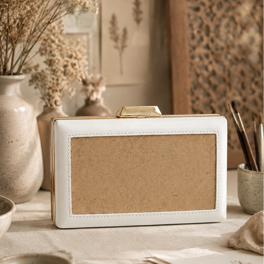 White Rectangle Clutch Sling – Plain Handcrafted Bag