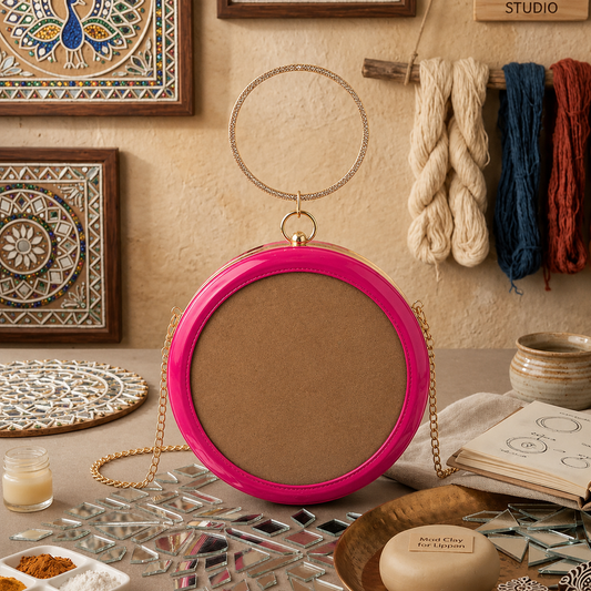 New Leaf Light Pink Circle Clutch Sling – Plain Handcrafted Bag