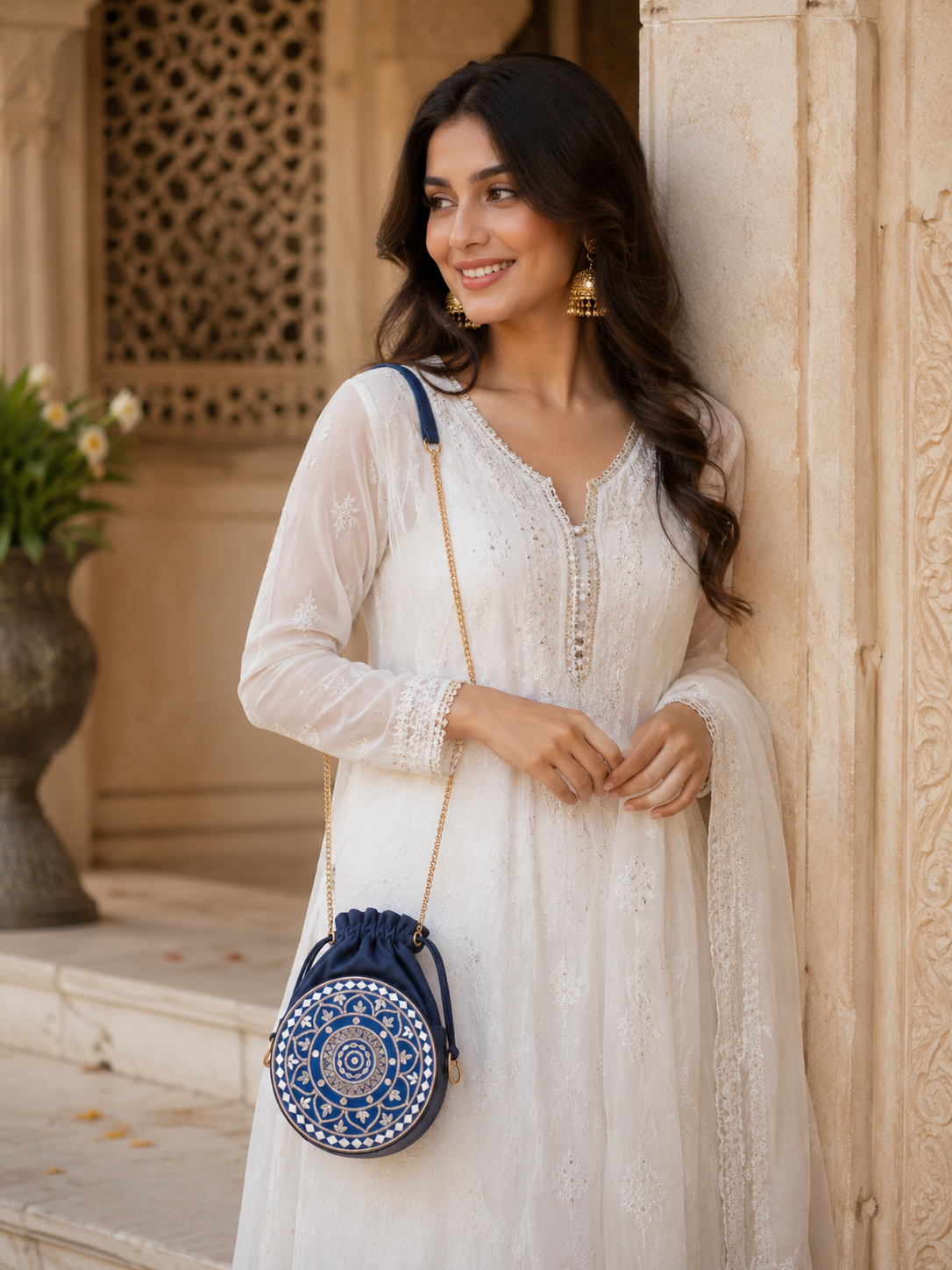 Blue Noor Medium Mandala Lippan Art Circle Sling