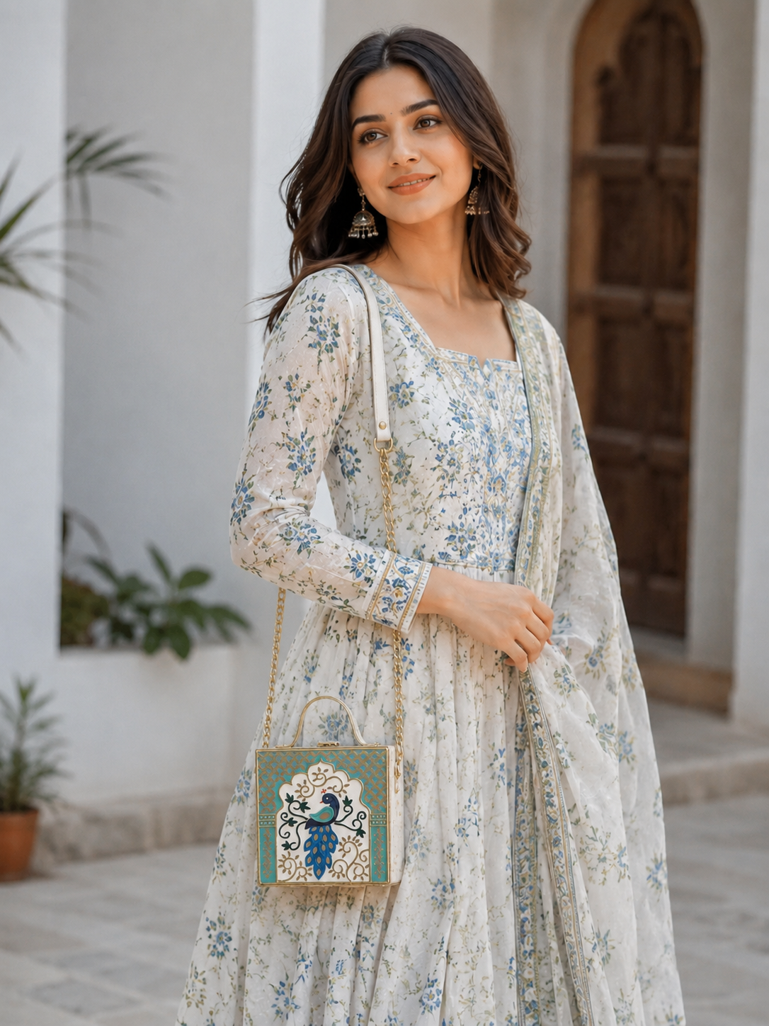 Royal Peacock Lippan Art Box Bag Sling