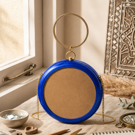 New Leaf Royal Blue Circle Clutch Sling – Plain Handcrafted Bag