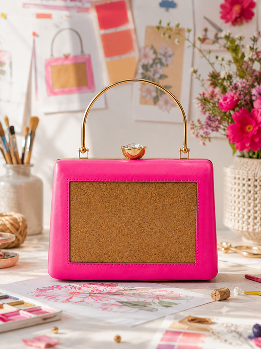 Pink Trapezium Clutch Sling – Plain Handcrafted Bag