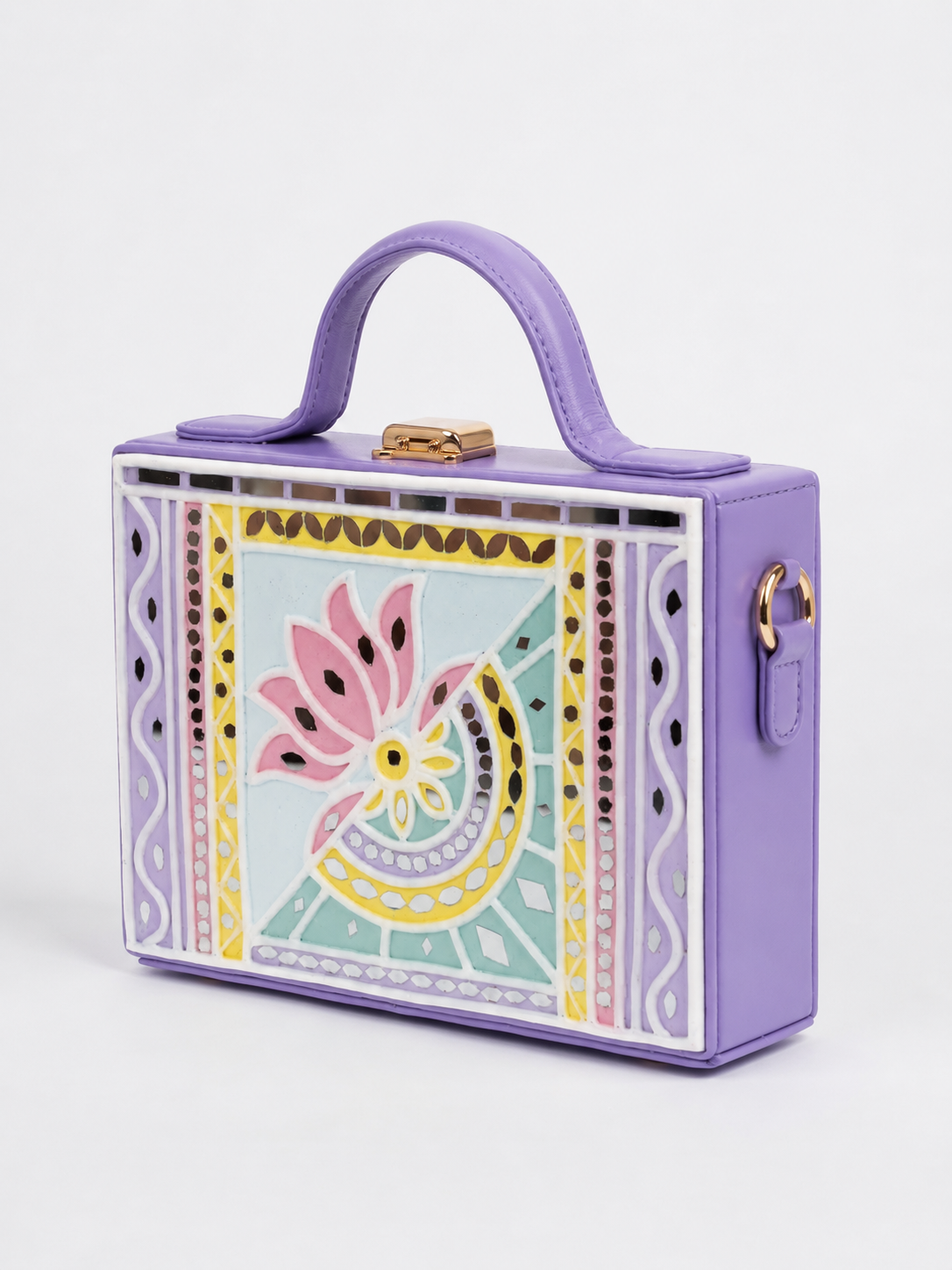 Lotus Pastel Rectangle Lippan Art Box Bag