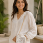 White Bird Lippan Art Handcrafted Potli Bag