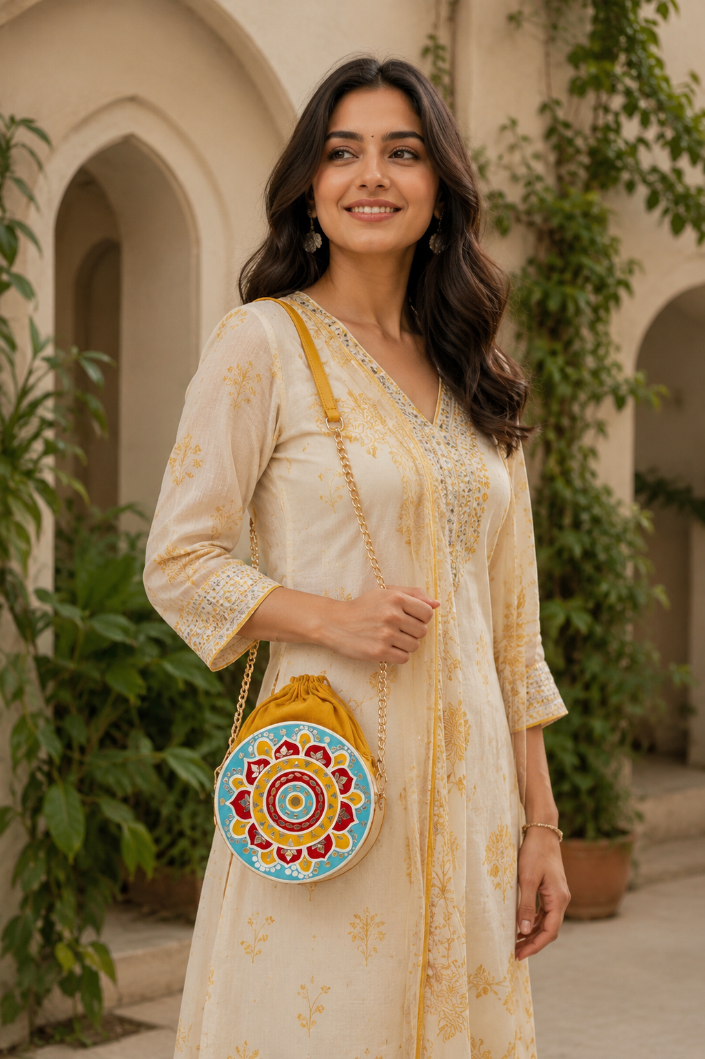 Festive Lippan Art Medium Potli Sling