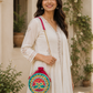 Peacock Bloom Lippan Art Handcrafted Circle Potli Bag