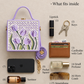 Lilac Tulip Blossom Handcrafted Lippan Art Box Bag