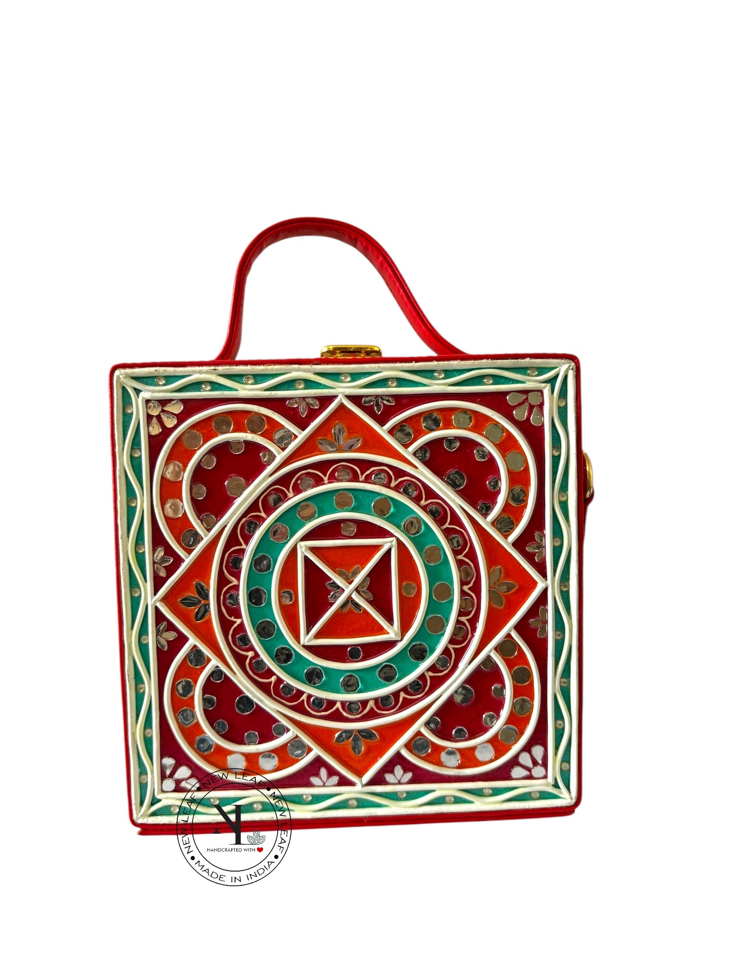 Colourful Geometric Lippan Art Handcrafted Box Bag