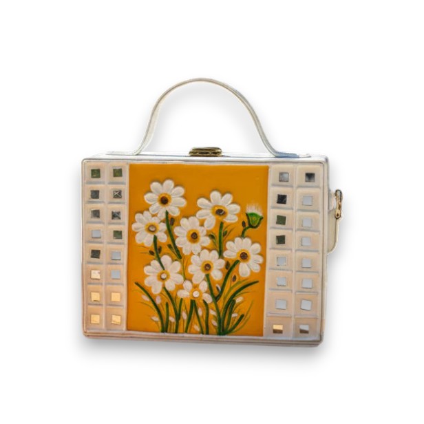 Daisies Lippan Art Handcrafted Rectangle Box Bag