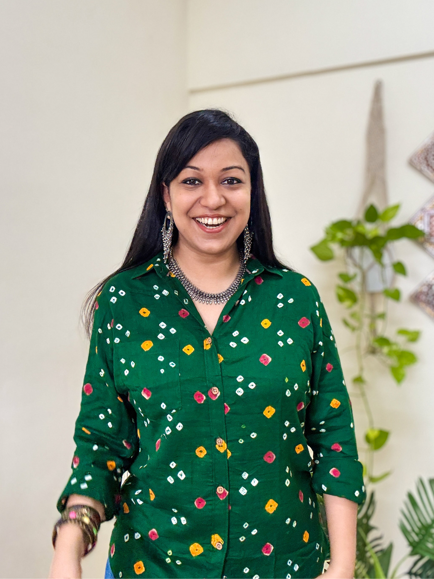 Hariyali Handcrafted Pure Bandhani Unisex Shirt