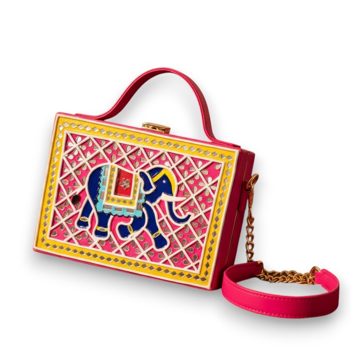 Elephant Lippan Art Box Sling Bag