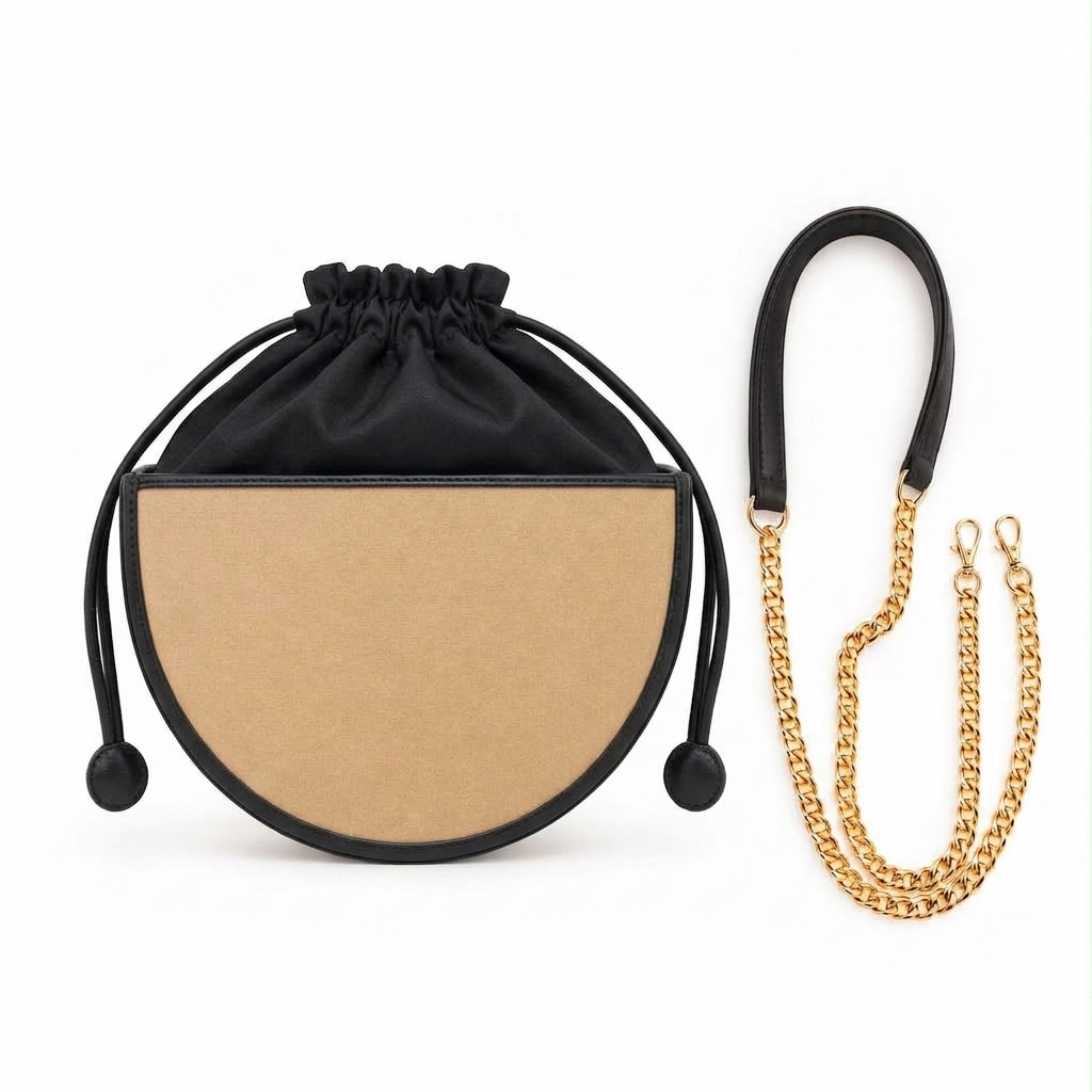 New Leaf Black Semi-Circle Potli Sling – Plain Handcrafted Bag