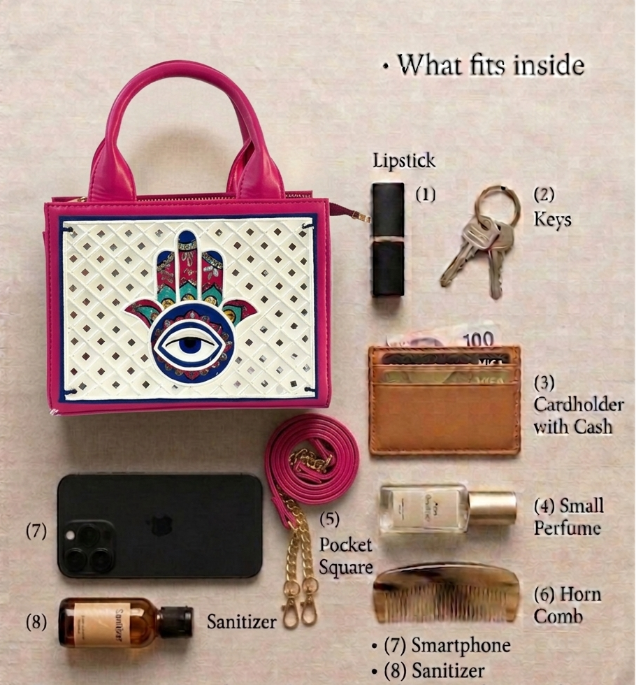 Hamsa Handcrafted Lippan Art Handbag /Sling