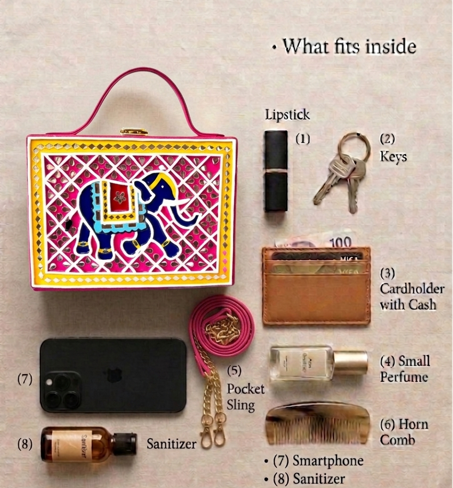 Elephant Lippan Art Box Sling Bag