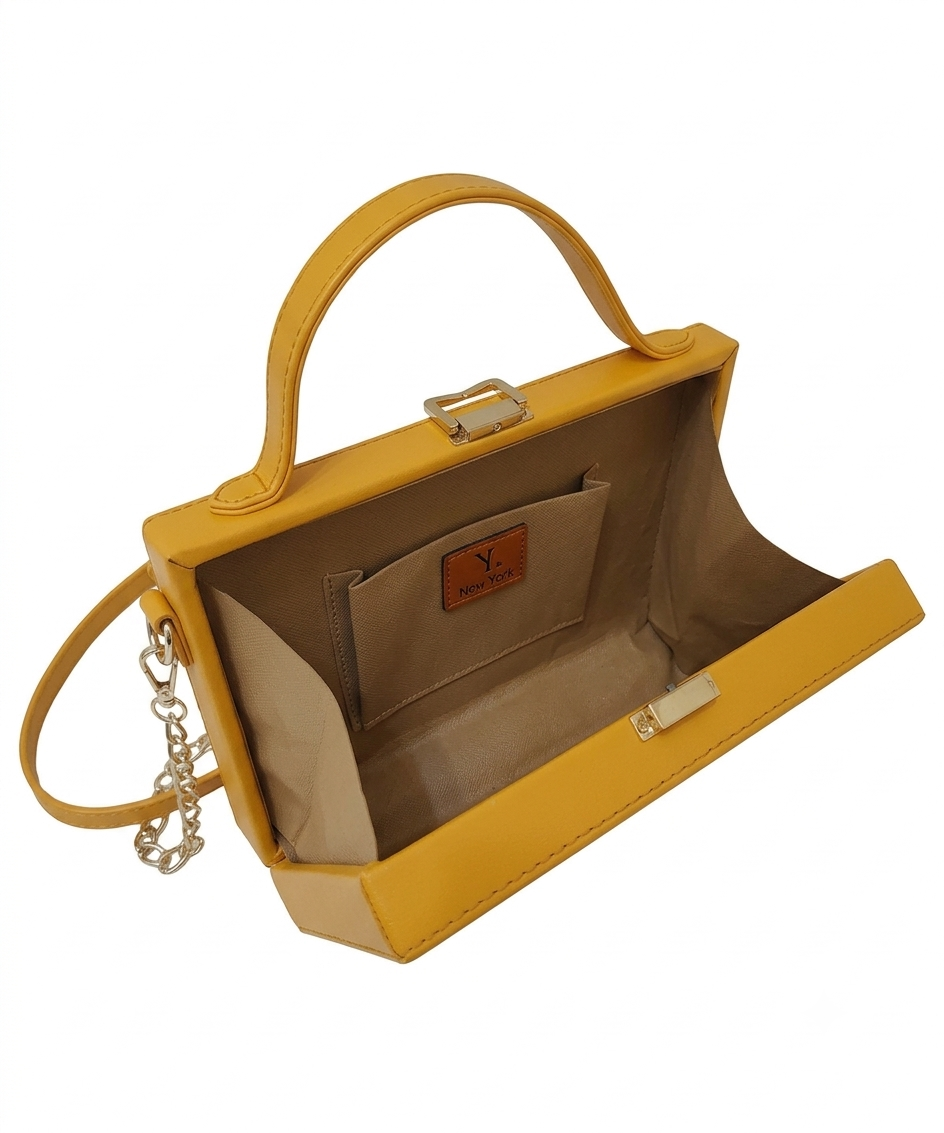 New Leaf Yellow Square Box Bag Sling – Plain Handcrafted Bag