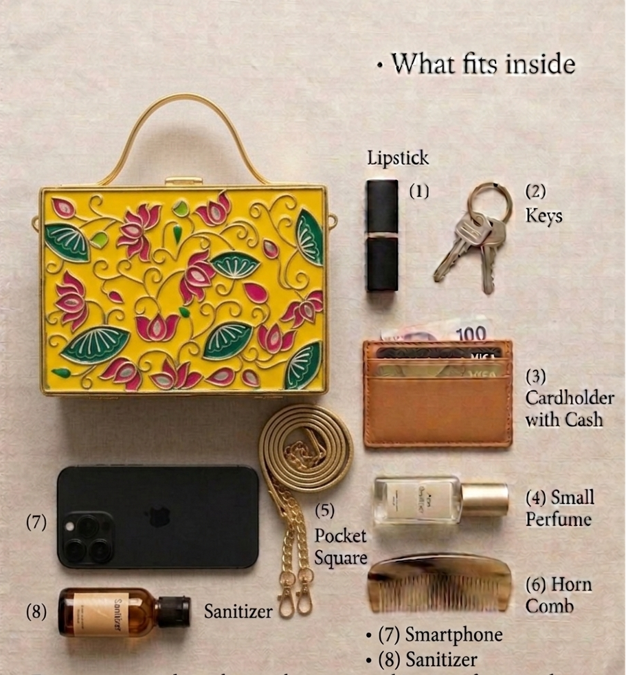 Lotus Rectangle Lippan Art Box Bag
