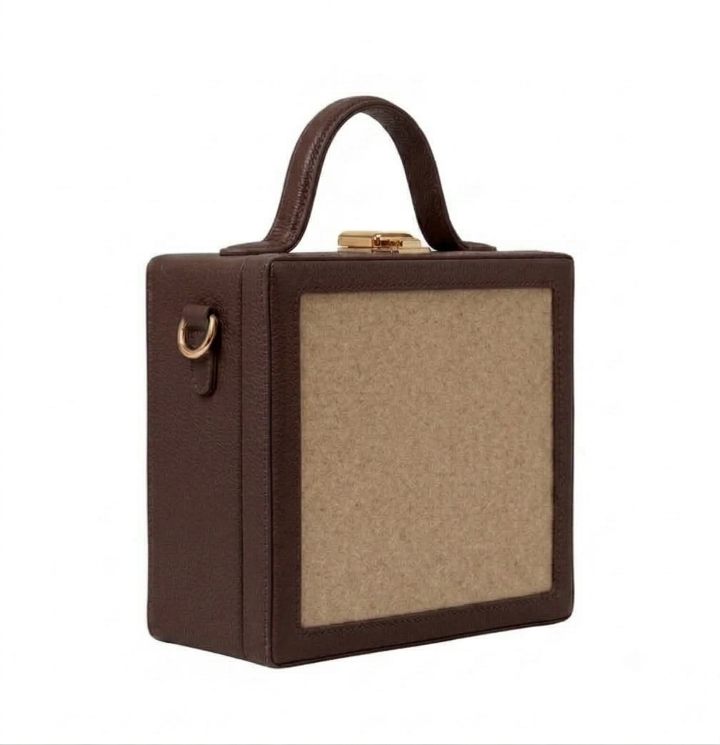 New Leaf Brown Square Box Bag Sling – Plain Handcrafted Bag